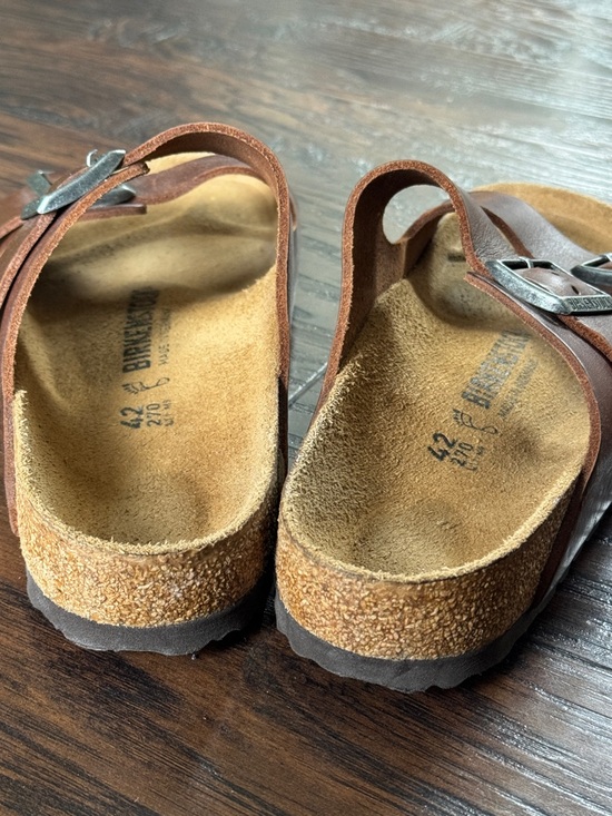 Birkenstock Brown Leather Two-Strap Men's Sandals, Sz 9, Like New - Picture 8 of 16